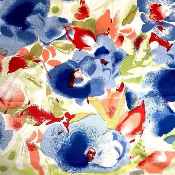 Silk Satin Square Scarf Floral Watercolor Print Hand Rolled Hand Printed 34x34” - Picture 4 of 12